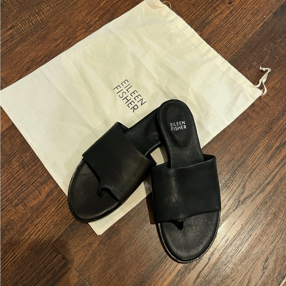 Eileen Fisher Black Leather Sandals